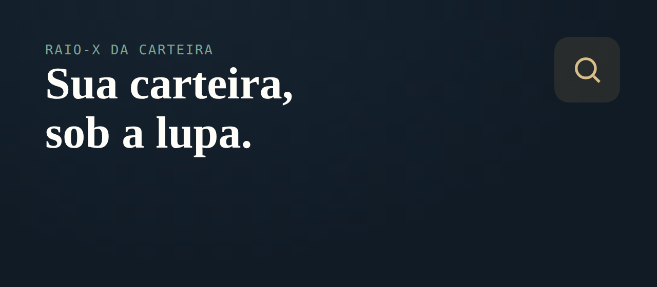 Raio-X da Carteira — diagnóstico da sua carteira de investimentos